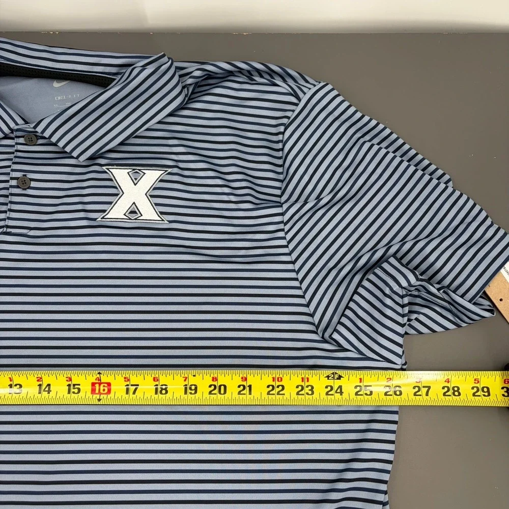 Xavier Musketeers Golf Polo Shirt Mens‎ 2XL Blue Striped NCAA Nike Dri Fit Tour
